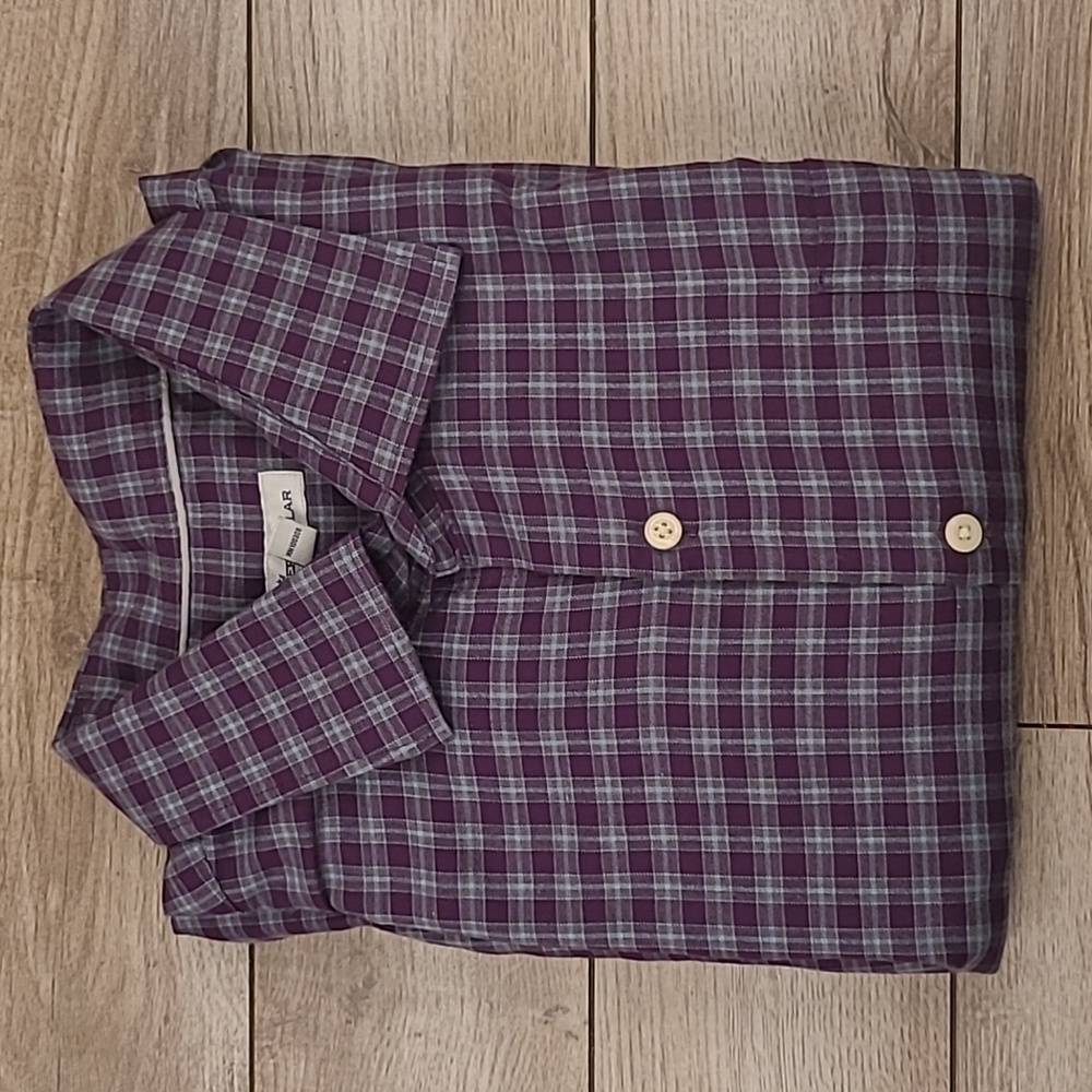 PETER MILLAR Dark‎ Purple Plaid Cotton Sz XL Mens Long Sleeve Button Down Shirt